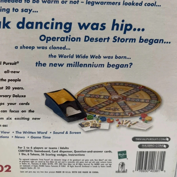 Vintage Trivial Pursuit 20th Anniversary Edition Sealed Hasbro Board Game - Picture 3 of 3